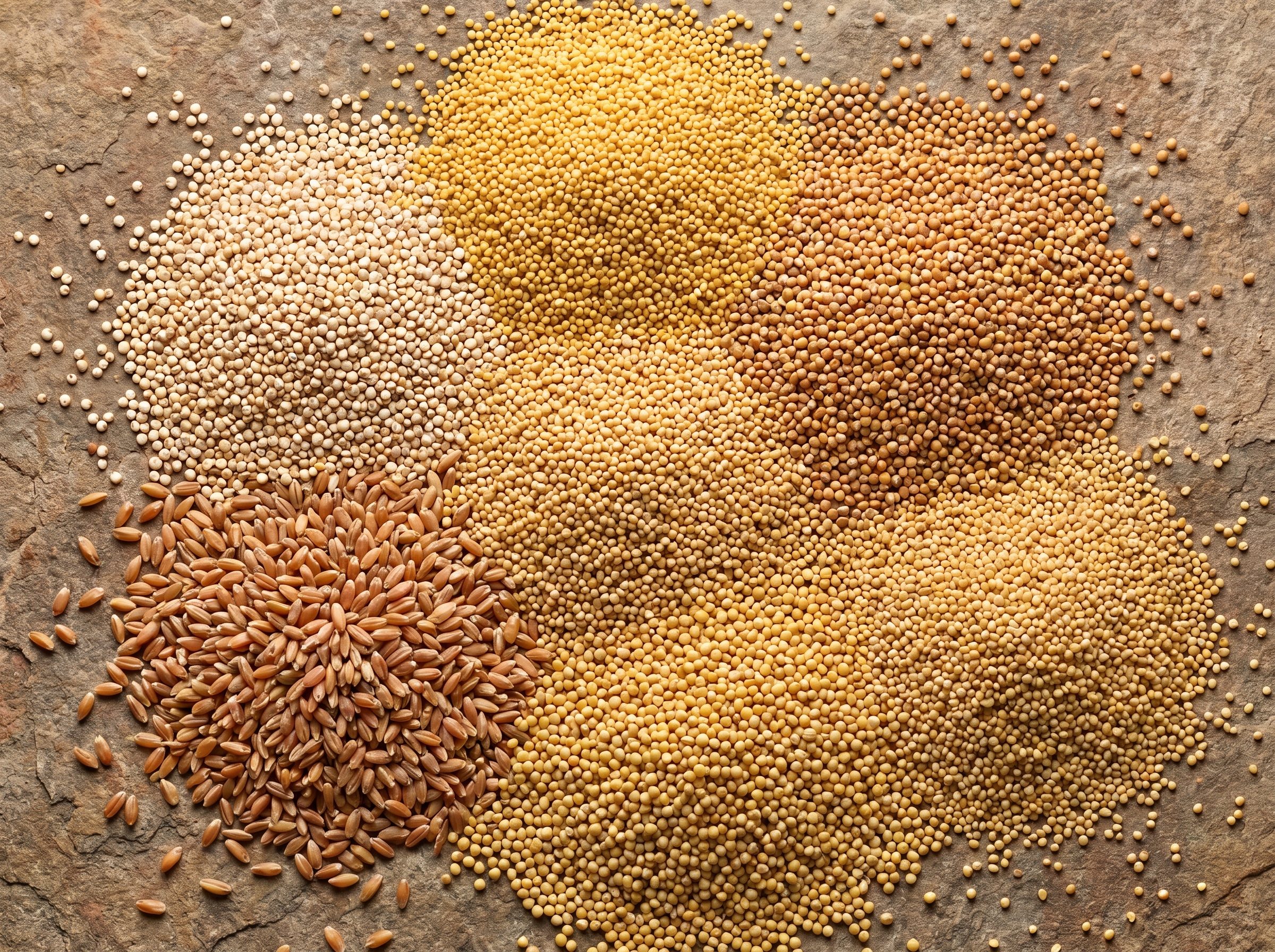 Assortment of whole grains and millets